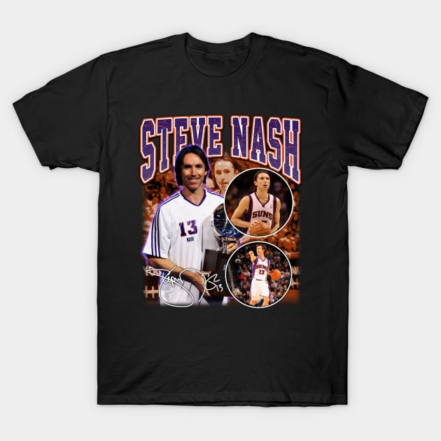 Steve Nash Basketball Legend Signature Vintage Graphic Retro Bootleg Style T-Shirt by Koch Sean